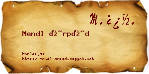 Mendl Árpád névjegykártya