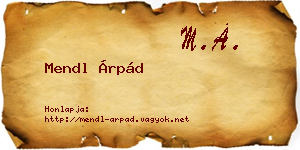 Mendl Árpád névjegykártya